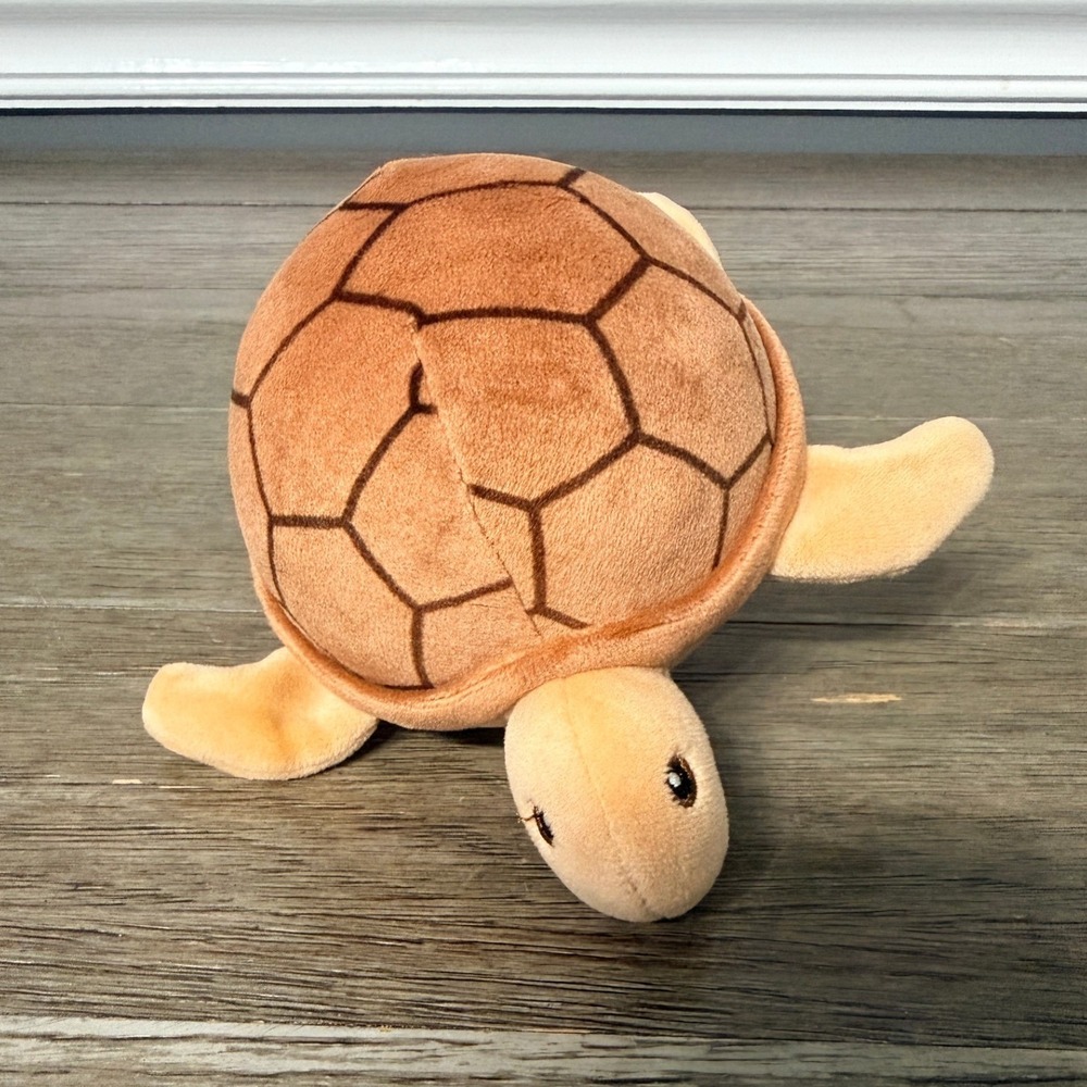 Small Sea Turtle Plush Stuffed Animal Brown Shell Ocean Toy